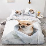 NDXRWDZR Çift Kişilik Nevresim Takımı Beyaz Chihuahua Fermuarlı Nevresim Takımı, Aldults Çocuklar için Yumuşak Hipoalerjenik Mikrofiber Yorgan Kılıfı 200x200 cm + 2 Yastık Kılıfı 50x75 cm