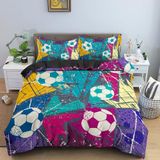 NDXRWDZR Çift Kişilik Nevresim Takımı Futbol Nevresim Takımı Fermuarlı Kapamalı Yatak Örtüsü Aldults Çocuklar için Yumuşak Hipoalerjenik Mikrofiber Yorgan Kılıfı 200x200 cm + 2 Yastık Kılıfı 50x75 cm