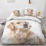 NDXRWDZR Çift Kişilik Nevresim Takımı Golden Retriever Fermuarlı Nevresim Takımı, Aldults Çocuklar için Yumuşak Hipoalerjenik Mikrofiber Yorgan Kılıfı 200x200 cm + 2 Yastık Kılıfı 50x75 cm