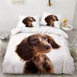 NDXRWDZR Çift Kişilik Nevresim Takımı Kahverengi Dachshund Nevresim Fermuarlı Kapamalı Yatak Örtüsü Aldults Çocuklar için Yumuşak Hipoalerjenik Mikrofiber Yorgan Kılıfı 200x200 cm + 2 Yastık Kılıfı