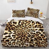 NDXRWDZR Çift Kişilik Nevresim Takımı Kahverengi Leopar Baskılı Nevresim Fermuarlı Yatak Örtüsü Aldults Çocuklar için Yumuşak Hipoalerjenik Mikrofiber Yorgan Kılıfı 200x200 cm + 2 Yastık Kılıfı 50x75