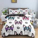 NDXRWDZR Çift Kişilik Nevresim Takımı Karikatür Köpek Nevresim Fermuarlı Kapamalı Yatak Örtüsü Aldults Çocuklar için Yumuşak Hipoalerjenik Mikrofiber Yorgan Kılıfı 200x200 cm + 2 Yastık Kılıfı 50x75