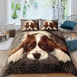 NDXRWDZR Çift Kişilik Nevresim Takımı King Charles Spaniel Nevresim Fermuarlı Kapamalı Yatak Örtüsü Aldults Çocuklar için Yumuşak Hipoalerjenik Mikrofiber Yorgan Kılıfı 200x200 cm + 2 Yastık Kılıfı