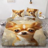 NDXRWDZR Çift Kişilik Nevresim Takımı Sarı Chihuahua Fermuarlı Nevresim Takımı, Aldults Çocuklar için Yumuşak Hipoalerjenik Mikrofiber Yorgan Kılıfı 200x200 cm + 2 Yastık Kılıfı 50x75 cm