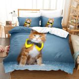 NDXRWDZR Çift Kişilik Nevresim Takımı, Sevimli Kedi Nevresim Takımı, Fermuarlı Kapama, Aldults Çocuklar için Yumuşak Hipoalerjenik Mikrofiber Yorgan Kılıfı 200x200 cm + 2 Yastık Kılıfı 50x75 cm