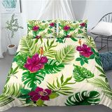 NDXRWDZR Çift Kişilik Nevresim Takımı Yeşil Monstera Fermuarlı Nevresim Takımı Aldults Çocuklar için Yumuşak Hipoalerjenik Mikrofiber Yorgan Kılıfı 200x200 cm + 2 Yastık Kılıfı 50x75 cm