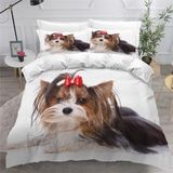 NDXRWDZR Çift Kişilik Nevresim Takımı Yorkshire Terrier Nevresim Fermuarlı Kapamalı Yatak Örtüsü Aldults Çocuklar için Yumuşak Hipoalerjenik Mikrofiber Yorgan Kılıfı 200x200 cm + 2 Yastık Kılıfı 50x75