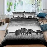 NDXRWDZR Çift Kişilik Nevresim Takımı, Zebra Nevresim Takımı, Fermuarlı Kapama, Aldults Çocuklar için Yumuşak Hipoalerjenik Mikrofiber Yorgan Kılıfı 200x200 cm + 2 Yastık Kılıfı 50x75 cm