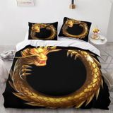NDXRWDZR Çocuk Tek Kişilik Nevresim 135 x 200 cm Altın Ejderha Gizli Fermuarlı Nevresim Takımı Mikrofiber Yumuşak Nefes Alabilir Nevresim Takımı Nevresim Takımı ve 2 Yastık Kılıfı 50 x 80 cm