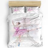NDXRWDZR Çocuk Tek Kişilik Nevresim 135 x 200 cm Balerin Gizli Fermuarlı Nevresim Takımı Mikrofiber Yumuşak Nefes Alabilir Nevresim Takımı Nevresim ve 2 Yastık Kılıfı 50 x 80 cm