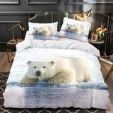 NDXRWDZR Çocuk Tek Kişilik Nevresim 135 x 200 cm Beyaz Kutup Ayısı Gizli Fermuarlı Nevresim Takımı Mikrofiber Yumuşak Nefes Alabilir Nevresim Takımı Nevresim Takımı ve 2 Yastık Kılıfı 50 x 80 cm