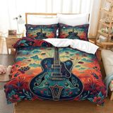 NDXRWDZR Çocuk Tek Kişilik Nevresim 135 x 200 cm Gitar Gizli Fermuarlı Nevresim Takımı Mikrofiber Yumuşak Nefes Alabilir Nevresim Takımı Nevresim Takımı ve 2 Yastık Kılıfı 50 x 80 cm