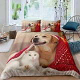 NDXRWDZR Çocuk Tek Kişilik Nevresim 135 x 200 cm Labrador Gizli Fermuarlı Nevresim Takımı Mikrofiber Yumuşak Nefes Alabilir Nevresim Takımı Nevresim Takımı ve 2 Yastık Kılıfı 50 x 80 cm