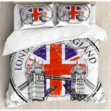 NDXRWDZR Çocuk Tek Kişilik Nevresim 135 x 200 cm Londra Gizli Fermuarlı Nevresim Takımı Mikrofiber Yumuşak Nefes Alabilir Nevresim Takımı Nevresim Takımı ve 2 Yastık Kılıfı 50 x 80 cm
