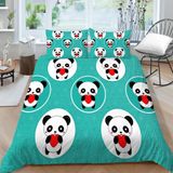 NDXRWDZR Çocuk Tek Kişilik Nevresim 135 x 200 cm Panda Gizli Fermuarlı Nevresim Takımı Mikrofiber Yumuşak Nefes Alabilir Nevresim Takımı ve 2 Yastık Kılıfı 50 x 80 cm