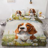NDXRWDZR Çocuk Tek Kişilik Nevresim 135 x 200 cm Sevimli Beagle Gizli Fermuarlı Nevresim Takımı Mikrofiber Yumuşak Nefes Alabilir Nevresim Takımı Nevresim Takımı ve 2 Yastık Kılıfı 50 x 80 cm