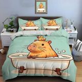 NDXRWDZR Çocuk Tek Kişilik Nevresim 135 x 200 cm Sevimli Kapibara Gizli Fermuarlı Nevresim Takımı Mikrofiber Yumuşak Nefes Alabilir Nevresim Takımı Nevresim Takımı ve 2 Yastık Kılıfı 50 x 80 cm