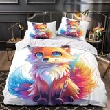 NDXRWDZR Çocuk Tek Kişilik Nevresim 135 x 200 cm Sevimli Tilki Gizli Fermuarlı Nevresim Takımı Mikrofiber Yumuşak Nefes Alabilir Nevresim Takımı Nevresim Takımı ve 2 Yastık Kılıfı 50 x 80 cm