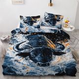 NDXRWDZR Çocuk Tek Kişilik Nevresim 135 x 200 cm Siyah Bufalo Gizli Fermuarlı Nevresim Takımı Mikrofiber Yumuşak Nefes Alabilir Nevresim Takımı Nevresim Takımı ve 2 Yastık Kılıfı 50 x 80 cm