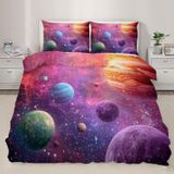 NDXRWDZR Çocuk Tek Kişilik Nevresim 135 x 200 cm Uzay Gezegeni Gizli Fermuarlı Nevresim Takımı Mikrofiber Yumuşak Nefes Alabilir Nevresim Takımı Nevresim Takımı ve 2 Yastık Kılıfı 50 x 80 cm