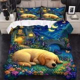 NDXRWDZR Golden Retriever nevresim takımı, 220 x 240 cm, fermuarlı, kilitli, yetişkinler ve çocuklar için, yumuşak, nefes alan mikro elyaf nevresim + 2 yastık kılıfı 80 x 80 cm