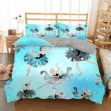NDXRWDZR King Size Nevresim Takımı Balerin Kız Çocuk Nevresim Takımı Fermuarlı Yatak Seti Aldults Çocuklar için Yumuşak Hipoalerjenik Mikrofiber Yorgan Kılıfı 230x220 cm + 2 Yastık Kılıfı 50x75 cm