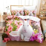 NDXRWDZR King Size Nevresim Takımı Beyaz Tavşan Nevresim Fermuarlı Nevresim Takımı Aldults Çocuklar için Yumuşak Hipoalerjenik Mikrofiber Yorgan Kılıfı 230x220 cm + 2 Yastık Kılıfı 50x75 cm