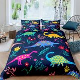 NDXRWDZR King Size Nevresim Takımı, Dinozor Nevresim Takımı, Fermuarlı Yatak Seti, Aldults Çocuklar için Yumuşak Hipoalerjenik Mikrofiber Yorgan Kılıfı 230x220 cm + 2 Yastık Kılıfı 50x75 cm