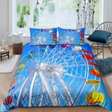 NDXRWDZR King Size Nevresim Takımı Dönme Dolap Nevresim Takımı Fermuarlı Nevresim Takımı Aldults Çocuklar için Yumuşak Hipoalerjenik Mikrofiber Yorgan Kılıfı 230x220 cm + 2 Yastık Kılıfı 50x75 cm