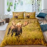NDXRWDZR King Size Nevresim Takımı Geyik Nevresim Takımı Fermuarlı Nevresim Takımı Aldults Çocuklar için Yumuşak Hipoalerjenik Mikrofiber Yorgan Kılıfı 230x220 cm + 2 Yastık Kılıfı 50x75 cm