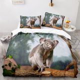 NDXRWDZR King Size Nevresim Takımı Gri Koala Fermuarlı Nevresim Takımı Aldults Çocuklar için Yumuşak Hipoalerjenik Mikrofiber Yorgan Kılıfı 230x220 cm + 2 Yastık Kılıfı 50x75 cm