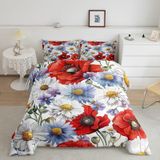 NDXRWDZR King Size Nevresim Takımı, Haşhaş Papatya Nevresim Takımı, Fermuarlı Kapamalı Yatak Seti, Aldults Çocuklar için Yumuşak Hipoalerjenik Mikrofiber Yorgan Kılıfı 230x220 cm + 2 Yastık Kılıfı
