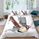 NDXRWDZR King Size Nevresim Takımı, Kaykay Nevresim Takımı, Fermuarlı Kapama, Aldults Çocuklar için Nevresim Takımı, Yumuşak Hipoalerjenik Mikrofiber Yorgan Kılıfı 230x220 cm + 2 Yastık Kılıfı 50x75