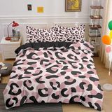 NDXRWDZR King Size Nevresim Takımı Leopar Baskılı Fermuarlı Nevresim Takımı Aldults Çocuklar için Yatak Seti Yumuşak Hipoalerjenik Mikrofiber Yorgan Kılıfı 230x220 cm + 2 Yastık Kılıfı 50x75 cm