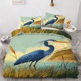 NDXRWDZR King Size Nevresim Takımı Mavi Balıkçıl Nevresim Fermuarlı Nevresim Takımı Aldults Çocuklar için Yumuşak Hipoalerjenik Mikrofiber Yorgan Kılıfı 230x220 cm + 2 Yastık Kılıfı 50x75 cm