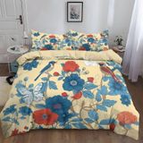 NDXRWDZR King Size Nevresim Takımı Mavi Çiçekler ve Kuşlar Nevresim Fermuarlı Nevresim Takımı Aldults Çocuklar için Yumuşak Hipoalerjenik Mikrofiber Yorgan Kılıfı 230x220 cm + 2 Yastık Kılıfı 50x75 cm