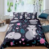 NDXRWDZR King Size Nevresim Takımı Mavi Koala Fermuarlı Nevresim Takımı Aldults Çocuklar için Yumuşak Hipoalerjenik Mikrofiber Yorgan Kılıfı 230x220 cm + 2 Yastık Kılıfı 50x75 cm
