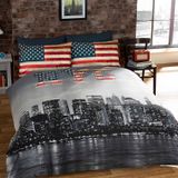 NDXRWDZR King Size Nevresim Takımı New York Fermuarlı Nevresim Takımı Aldults Çocuklar için Yatak Seti Yumuşak Hipoalerjenik Mikrofiber Yorgan Kılıfı 230x220 cm + 2 Yastık Kılıfı 50x75 cm