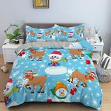 NDXRWDZR King Size Nevresim Takımı Noel Temalı Nevresim Fermuarlı Nevresim Takımı Aldults Çocuklar için Yumuşak Hipoalerjenik Mikrofiber Yorgan Kılıfı 230x220 cm + 2 Yastık Kılıfı 50x75 cm