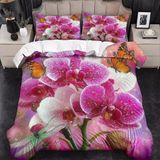 NDXRWDZR King Size Nevresim Takımı Phalaenopsis Fermuarlı Nevresim Takımı Aldults Çocuklar için Yumuşak Hipoalerjenik Mikrofiber Yorgan Kılıfı 230x220 cm + 2 Yastık Kılıfı 50x75 cm