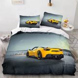 NDXRWDZR King Size Nevresim Takımı Sarı Spor Araba Yorgan Kılıfı Fermuarlı Yatak Seti Aldults Çocuklar için Yumuşak Hipoalerjenik Mikrofiber Yorgan Kılıfı 230x220 cm + 2 Yastık Kılıfı 50x75 cm