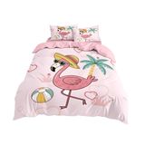 NDXRWDZR King Size Nevresim Takımı Sevimli Flamingo Nevresim Takımı Fermuarlı Nevresim Takımı Aldults Çocuklar için Yumuşak Hipoalerjenik Mikrofiber Yorgan Kılıfı 230x220 cm + 2 Yastık Kılıfı 50x75 cm