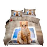 NDXRWDZR King Size Nevresim Takımı Sevimli Kedi Nevresim Takımı Fermuarlı Nevresim Takımı Aldults Çocuklar için Yumuşak Hipoalerjenik Mikrofiber Yorgan Kılıfı 230x220 cm + 2 Yastık Kılıfı 50x75 cm