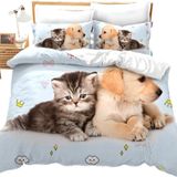 NDXRWDZR King Size Nevresim Takımı Sevimli Kediler ve Köpekler Nevresim Fermuarlı Nevresim Takımı Aldults Çocuklar için Yumuşak Hipoalerjenik Mikrofiber Yorgan Kılıfı 230x220 cm + 2 Yastık Kılıfı