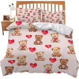 NDXRWDZR King Size Nevresim Takımı Sevimli Oyuncak Ayı Nevresim Takımı Fermuarlı Yatak Seti Aldults Çocuklar için Yumuşak Hipoalerjenik Mikrofiber Yorgan Kılıfı 230x220 cm + 2 Yastık Kılıfı 50x75 cm