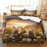 NDXRWDZR King Size Nevresim Takımı Sevimli Tavşan Nevresim Takımı Fermuarlı Yatak Seti Aldults Çocuklar için Yumuşak Hipoalerjenik Mikrofiber Yorgan Kılıfı 230x220 cm + 2 Yastık Kılıfı 50x75 cm