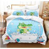 NDXRWDZR King Size Nevresim Takımı Sevimli Timsah Nevresim Takımı Fermuarlı Yatak Seti Aldults Çocuklar için Yumuşak Hipoalerjenik Mikrofiber Yorgan Kılıfı 230x220 cm + 2 Yastık Kılıfı 50x75 cm