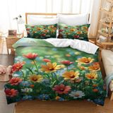 NDXRWDZR King Size Nevresim Takımı Yeşil Bitkiler Fermuarlı Nevresim Takımı Aldults Çocuklar için Yatak Seti Yumuşak Hipoalerjenik Mikrofiber Yorgan Kılıfı 230x220 cm + 2 Yastık Kılıfı 50x75 cm