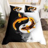 NDXRWDZR King Size Nevresim Takımı Yin Yang Bagua Şeması Fermuarlı Nevresim Takımı Aldults Çocuklar için Yatak Seti Yumuşak Hipoalerjenik Mikrofiber Yorgan Kılıfı 230x220 cm + 2 Yastık Kılıfı 50x75 cm