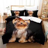 NDXRWDZR King Size Nevresim Takımı Yorkshire Terrier Fermuarlı Nevresim Takımı Aldults Çocuklar için Yatak Seti Yumuşak Hipoalerjenik Mikrofiber Yorgan Kılıfı 230x220 cm + 2 Yastık Kılıfı 50x75 cm